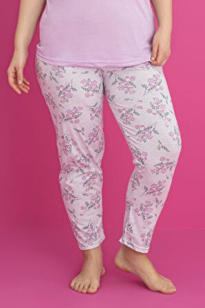 X-Dreamy Büyük Beden Pamuklu Çiçekli Kısa Kollu Pijama Takımı