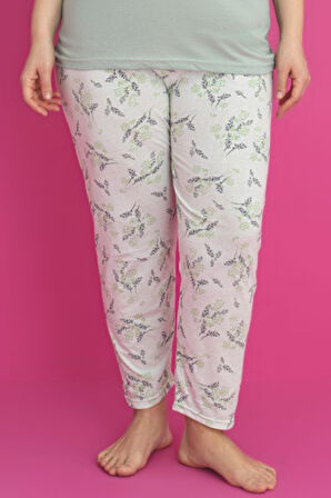 X-Dreamy Büyük Beden Pamuklu Çiçekli Kısa Kollu Pijama Takımı