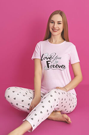 Dreamy Pamuklu Desenli Kısa Kollu Pijama Takımı