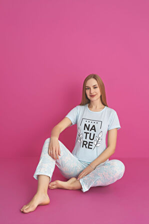 Dreamy Pamuklu Desenli Kısa Kollu Pijama Takımı
