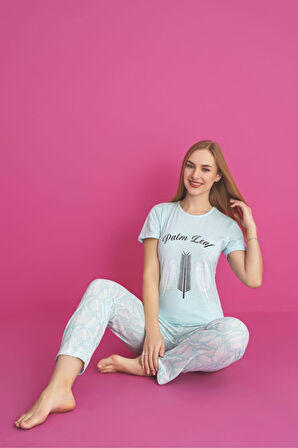 Dreamy Pamuklu Desenli Kısa Kollu Pijama Takımı