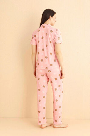 Dreamy Milan Bambu Ayıcık Desenli Kısa Kollu Gömlek Pijama Takımı 