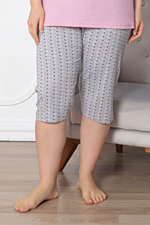 X-Dreamy Büyük Beden Pamuklu Desenli Düğmeli Yaka Pijama Takımı FHD8349ASL8350