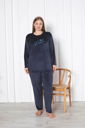 Luxury Velvet Büyük Beden Fransız Kadife Pijama Takımı