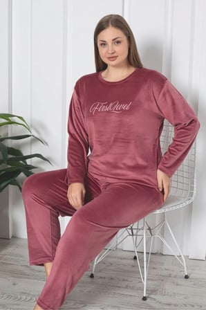 Luxury Velvet Büyük Beden Fransız Kadife Pijama Takımı