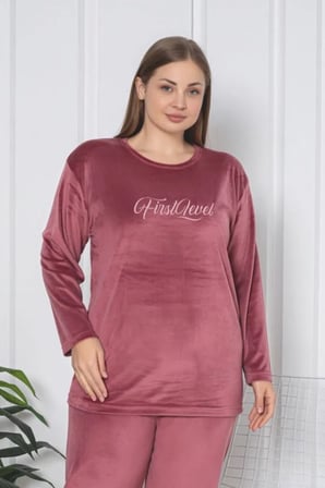 Luxury Velvet Büyük Beden Fransız Kadife Pijama Takımı