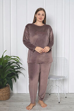 Luxury Velvet Büyük Beden Fransız Kadife Pijama Takımı