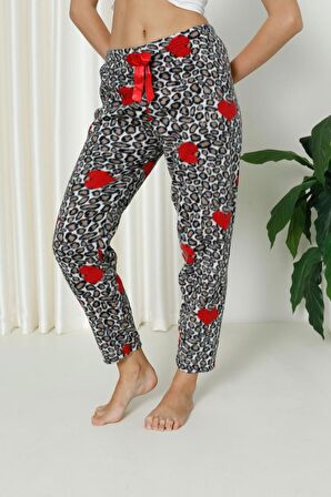 Luxury Soft Welsoft Polar Desenli Kurdeleli Kışlık Pijama Altı Pantolon