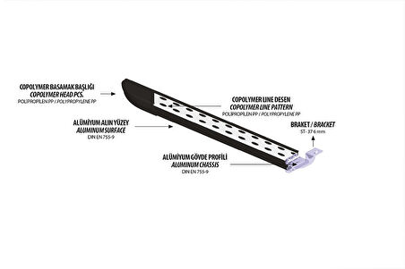 OMSA Ssangyong Korando Dot Line Yan Basamak Siyah 2019 ve Sonrası