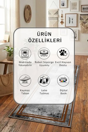 Sera Kahve Salon Mutfak Yatak Odası Dijital Baskı Yolluk Halı