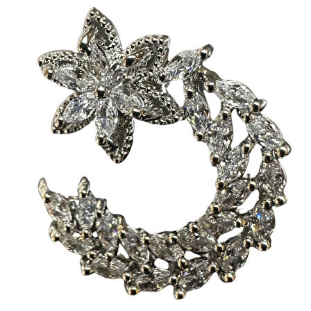 Uretti - İREM 3914 6728 Zirkon Taşlı Ay Model Tasarım Küpe