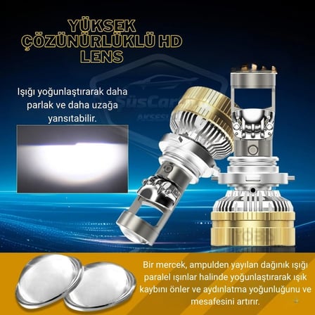 H4 Lazer Mercekli Far Ampulü Ufuk Çizgili Otomobil Araç Motosiklet Uyumlu Profesyonel Mini Projektör LED Beyaz Led Xenon Lamba 8200LM Şimşek Etkili Uzun Kısa 2 Adet 12/36v 55W
