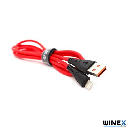 Winex GF30 USB Lightning Hızlı Data ve Şarj Kablosu 2.4A Kırmızı