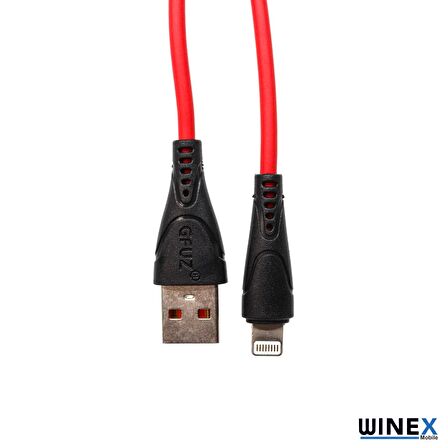 Winex GF30 USB Lightning Hızlı Data ve Şarj Kablosu 2.4A Kırmızı