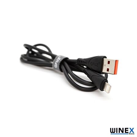 Winex GF30 USB Lightning Hızlı Data ve Şarj Kablosu 2.4A Siyah