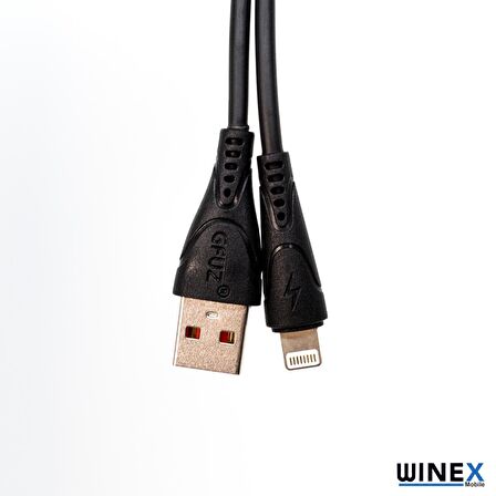 Winex GF30 USB Lightning Hızlı Data ve Şarj Kablosu 2.4A Siyah