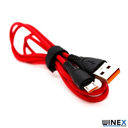 Winex CA-30 USBA to Micro Hızlı Data ve Şarj Kablosu 2.4A Kırmızı