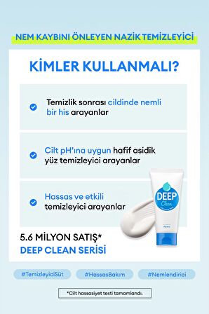 Hassas Ciltler İçin Cilt & Makyaj Temizleme Sütü A'PIEU Deep Clean Cleansing Milk 130ml