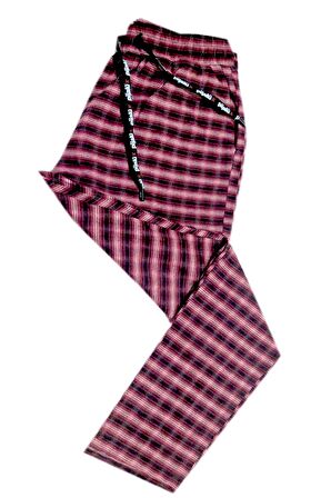 Pijalüx Erkek Kareli Poplin Cepli Alt Pijama/Kırmızı/2XL