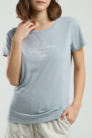 Kadın Bisiklet Yaka Kısa Kol T-shirt Şortlu Pijama Takımı Q4.A3.K3.R1K