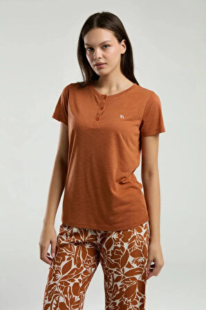 Kadın Viskon Yarım Patlı Kısa Kol Pijama Takım Q3K2K29