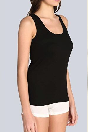 Tutku 0136 Kadın Ribana Geniş Askılı Atlet Siyah Tekli Ürün