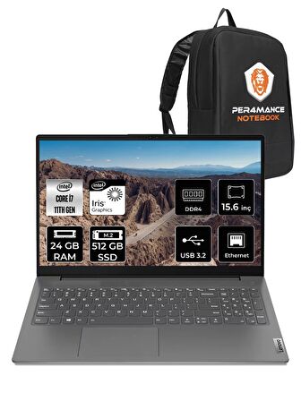 LENOVO V15 i7-1165G7 24GB 512GB SSD 15.6" FHD FDOS Taşınabilir Bilgisayar 82KB00CDTX & PER4 ÇANTA