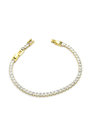 Taşlı Su Yolu Bileklik - Altın