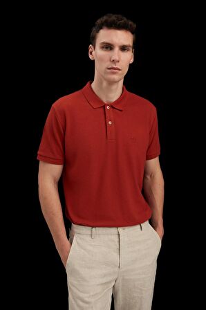 Ds Damat Regular Fit Tarçın Pike Dokulu %100 Pamuk Polo Yaka T-Shirt 6HC14ORT51000