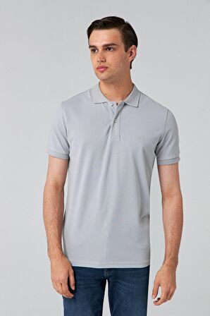 Ds Damat Regular Fit Gri %100 Pamuk Polo Yaka T-shirt