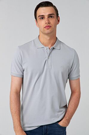 Ds Damat Regular Fit Gri %100 Pamuk Polo Yaka T-shirt