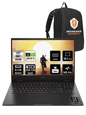 HP OMEN 16  i7-12700H 8GB RAM 256GB SSD RTX3070Ti/8GB 165HZ 16.1 QHD FDOS 7H8Z5EA & PER4 ÇANTA