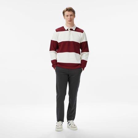 Nautica Erkek Bordo Regular Fit Çizgili Sweatshirt
