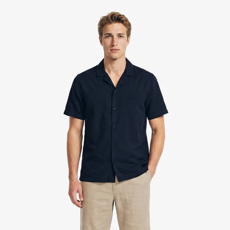 Nautica Erkek Lacivert Regular Fit Kısa Kollu Gömlek