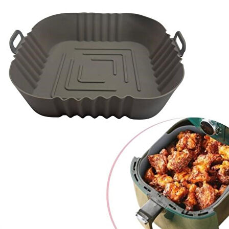 caselka® Renkli Isıya Dayanıklı Yıkanılabilir Silikon Fırın  Airfryer Kare Model Pişirme Matı 20 cm