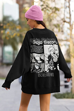 Gojo Satoru Baskılı Unisex Oversize Anime Karakter Sweatshirt
