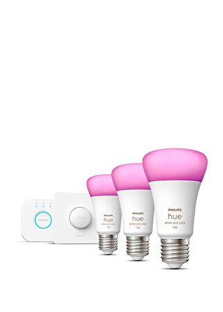 Philips Hue Renkli 3'lü Akıllı Butonlu E27 Bluetooth Özellikli Akıllı Başlangıç Seti