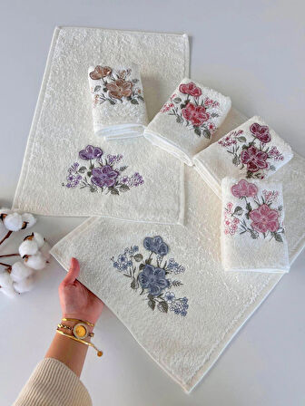 MYSOFT 6'LI 30X50 3D NAKIŞLI HAVLU - MENEKŞE