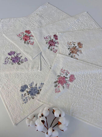 MYSOFT 6'LI 30X50 3D NAKIŞLI HAVLU - MENEKŞE