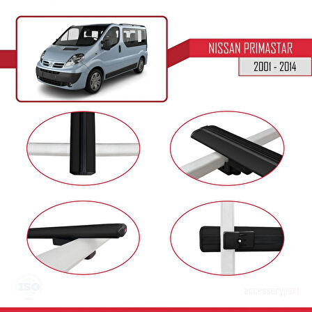 Nissan Primastar 2001-2014 Arası ile Uyumlu BASIC Model Ara Atkı Tavan Barı Siyah 2 Adet