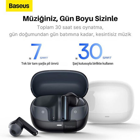 Baseus Profesyonel ANC Gürültü Engelleyici 2 Modlu Kulakiçi 5.3 Bluetooth Kulaklık Titanyum Diyafram