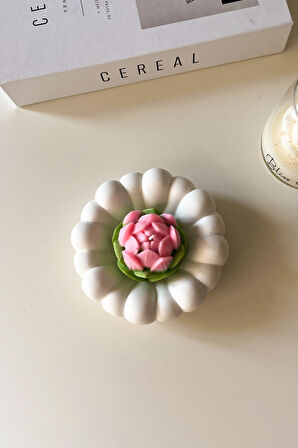Lotus Çiçek Mum & Tabak Seti