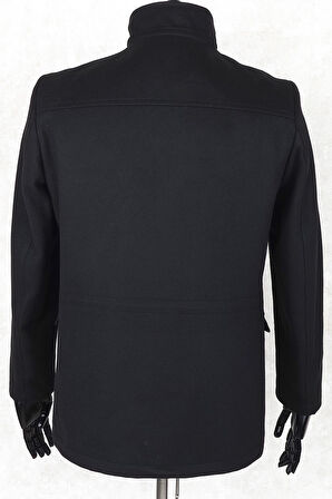 JANCARLUCCİ  Erkek Dizüstü Slimfit Çıkarılabilir  Kapüşonlu Torba Cep Fermuarlı Astarlı  Kaşe Kaban 