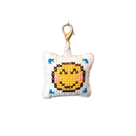 Uretti - Sibel 2453 0218 El Yapımı Gülücük Emoji Çanta Süsü / Anahtarlık