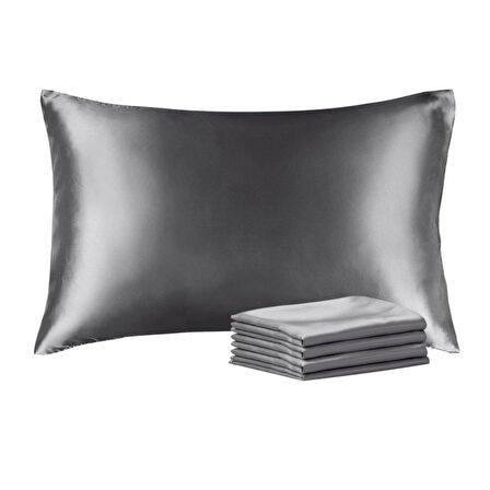 Antibakteriyel Terletmeyen İpek Saten Yastık Kılıfı 2'li 50x70 Gri