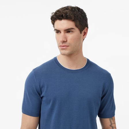 Nautica Erkek Mavi Regular Fit Kısa Kollu Triko