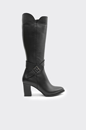 Hakiki Deri Topuklu Kadın Çizme