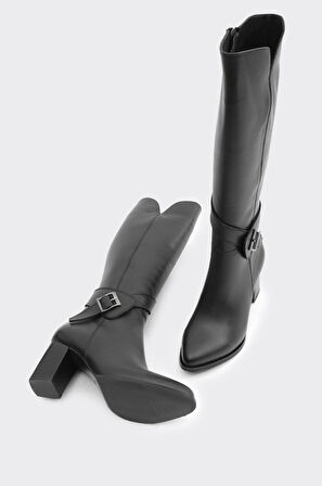 Hakiki Deri Topuklu Kadın Çizme