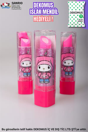 "DEKOMUS ISLAK MENDİL HEDİYELİ" LİSANSLI MY MELODY "TEK ADET" RUJ SİLGİ