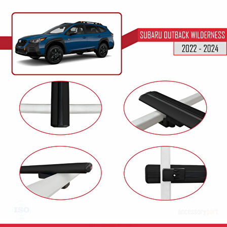Subaru Outback Wilderness 2022-2024 Arası ile Uyumlu BASIC Model Ara Atkı Tavan Barı Siyah 2 Adet